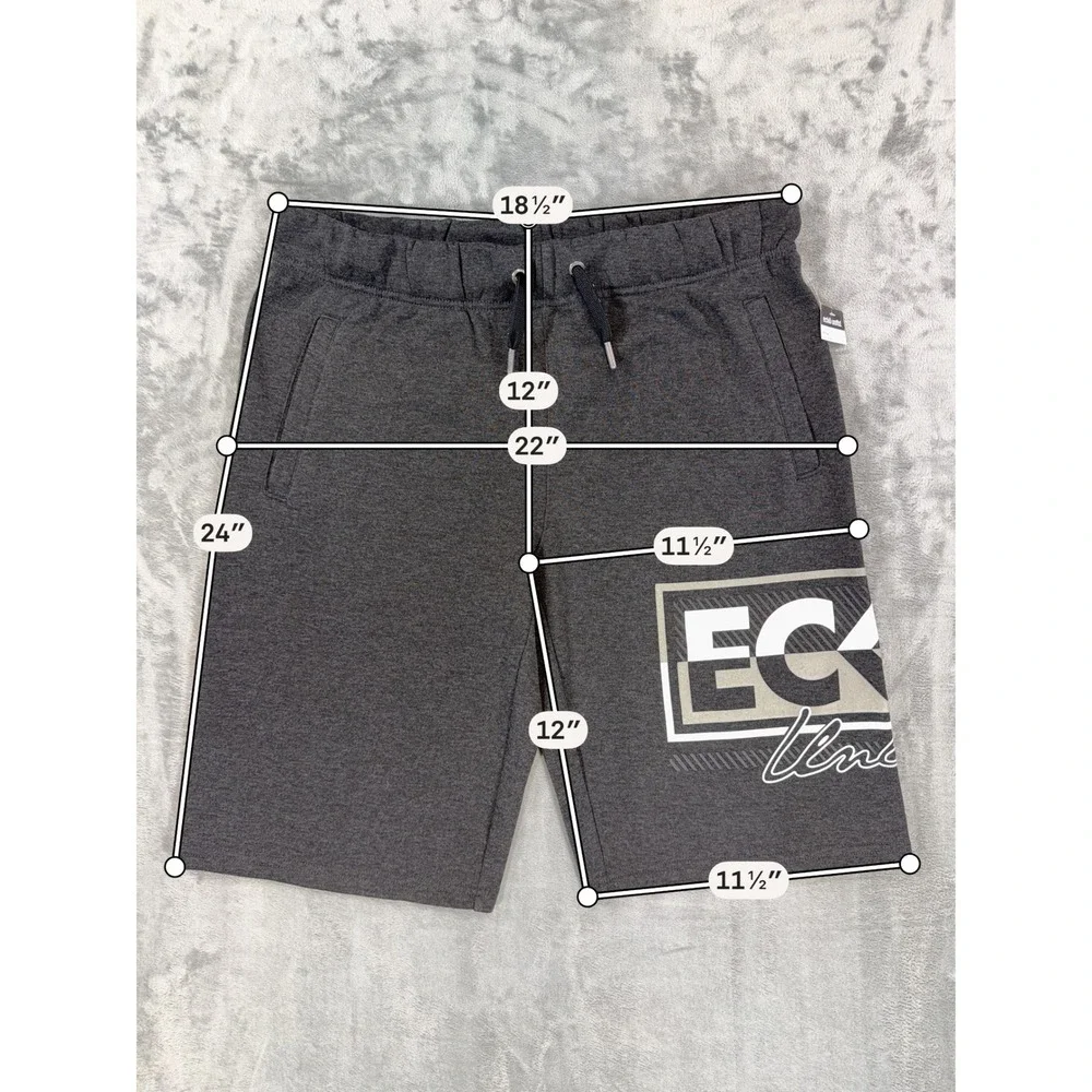 Ecko Unltd Fleece Sweat Shorts Men's Size M Black Gray Graphic Streetwear‎ NEW